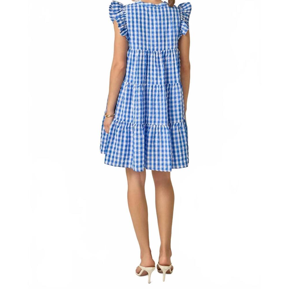NEW ENGLISH FACTORY printed babydoll dress in blue - Picture 4 of 7